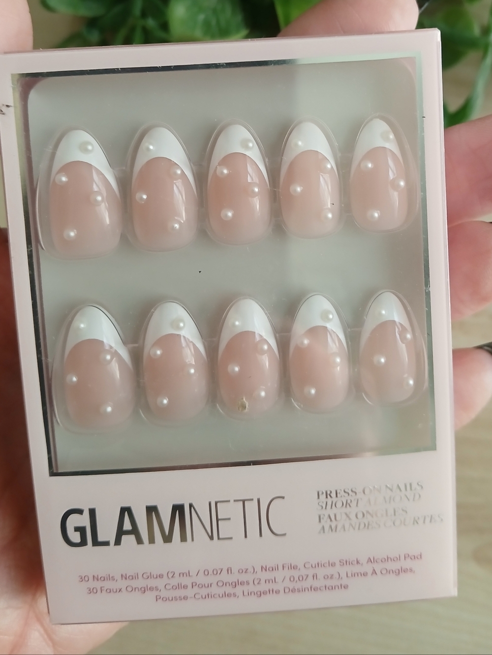 Glamnetic French Pearl Press On Nails In Short Almond French Tip - Picture 5 of 5